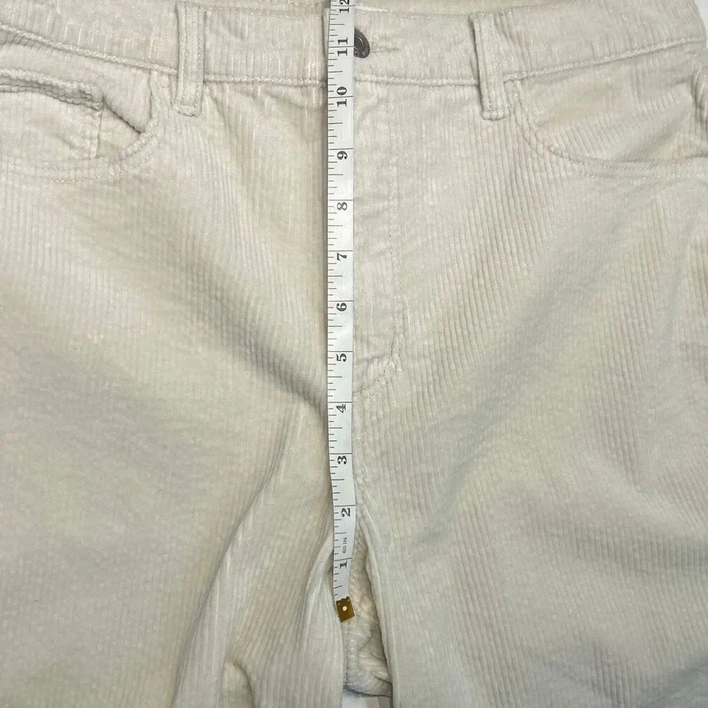 Loft Corduroy Trousers Pants Sz 12 / 31 Cream Raw Hem High Rise Straight 25.5” I